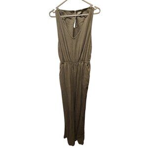 Universal Thread Olive Sleeveless Keyhole Back Jumpsuit M Elastic Waist Pockets